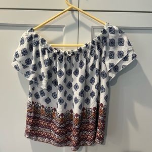 Pink Rose top off the shoulder short sleeve sz S